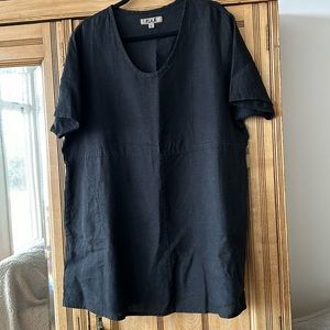 Flax Large black linen tunic with pockets